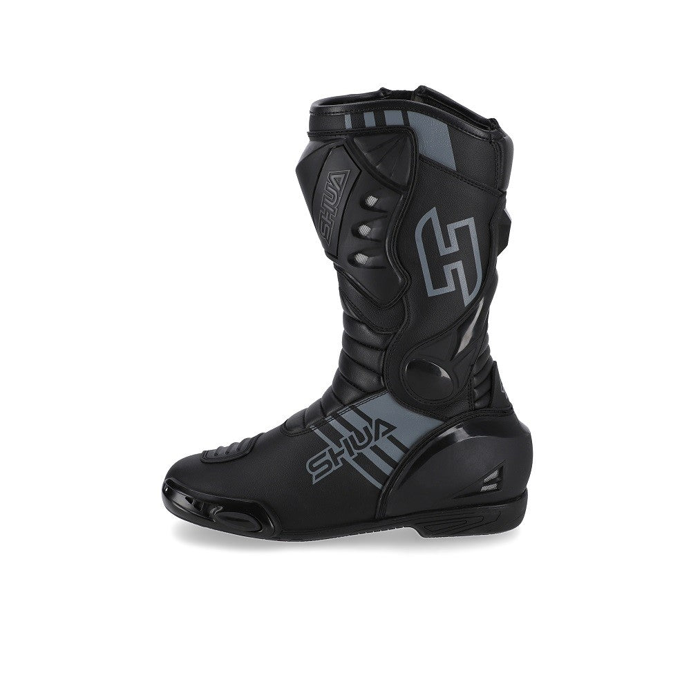 SHUA SUPER TECH Motorcycle Boots in Black and Gray Leather – 3 – Maximomoto PT