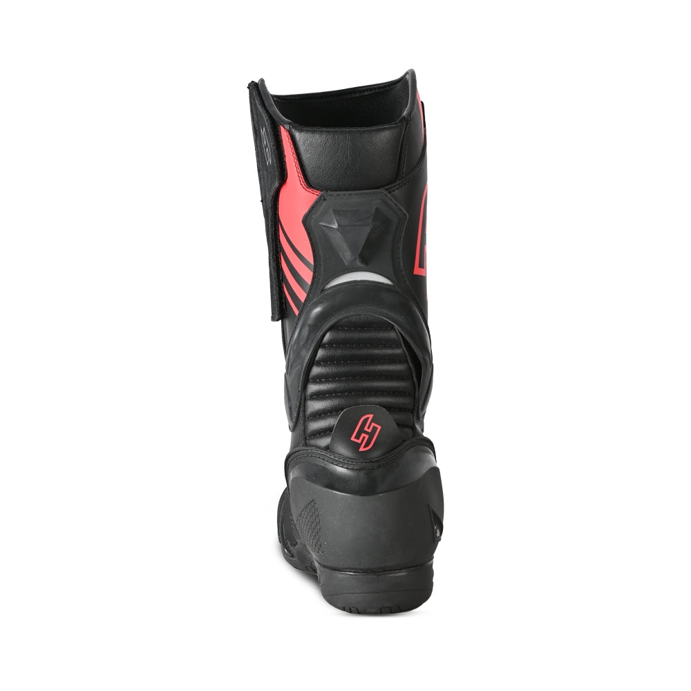 SHUA SUPER TECH Moto Couro Botas Preto Vermelho - Imagem do verso de Boots