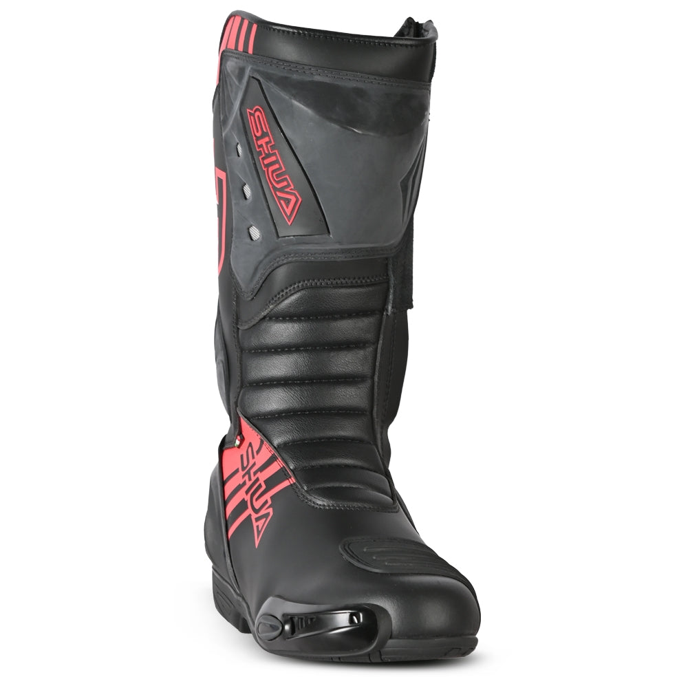 SHUA SUPER TECH Moto Couro Botas Preto Vermelho - Imagem frontal da Boots