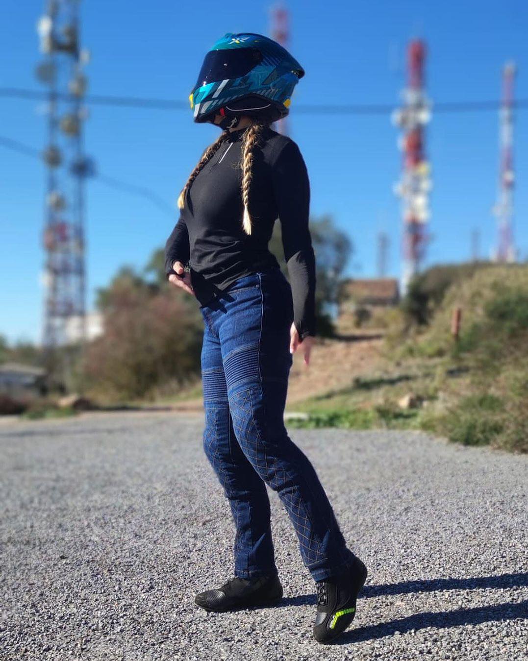 BELA GANGA STREET Moto Calças Senhora Azul