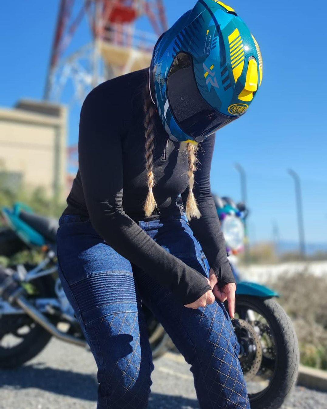 BELA GANGA STREET Moto Calças Senhora Azul
