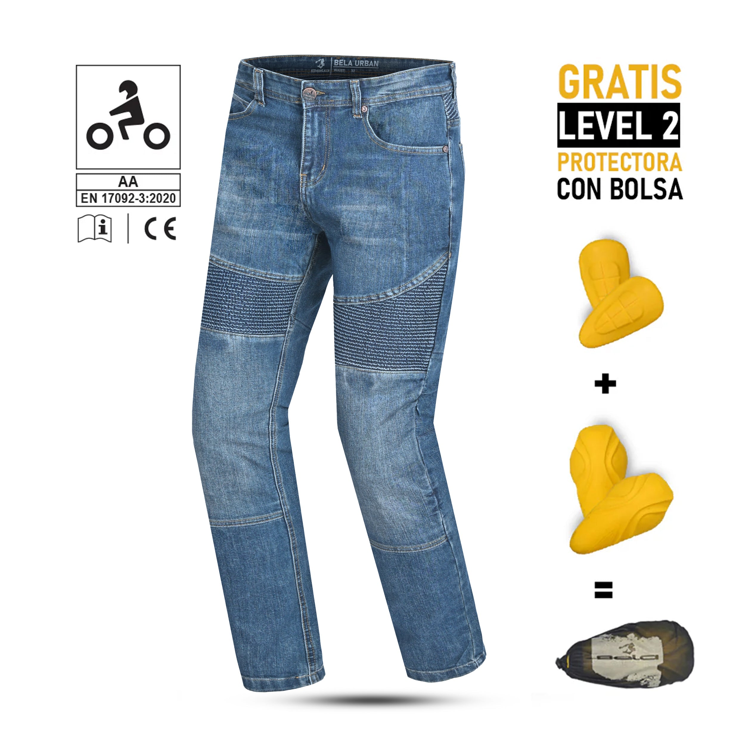 BELA URBAN Denim Jeans Moto Senhora Calcas Azul Con Spray