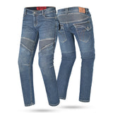 Bela Rosekin Motocicleta mulher Denim Calças ganga Azul