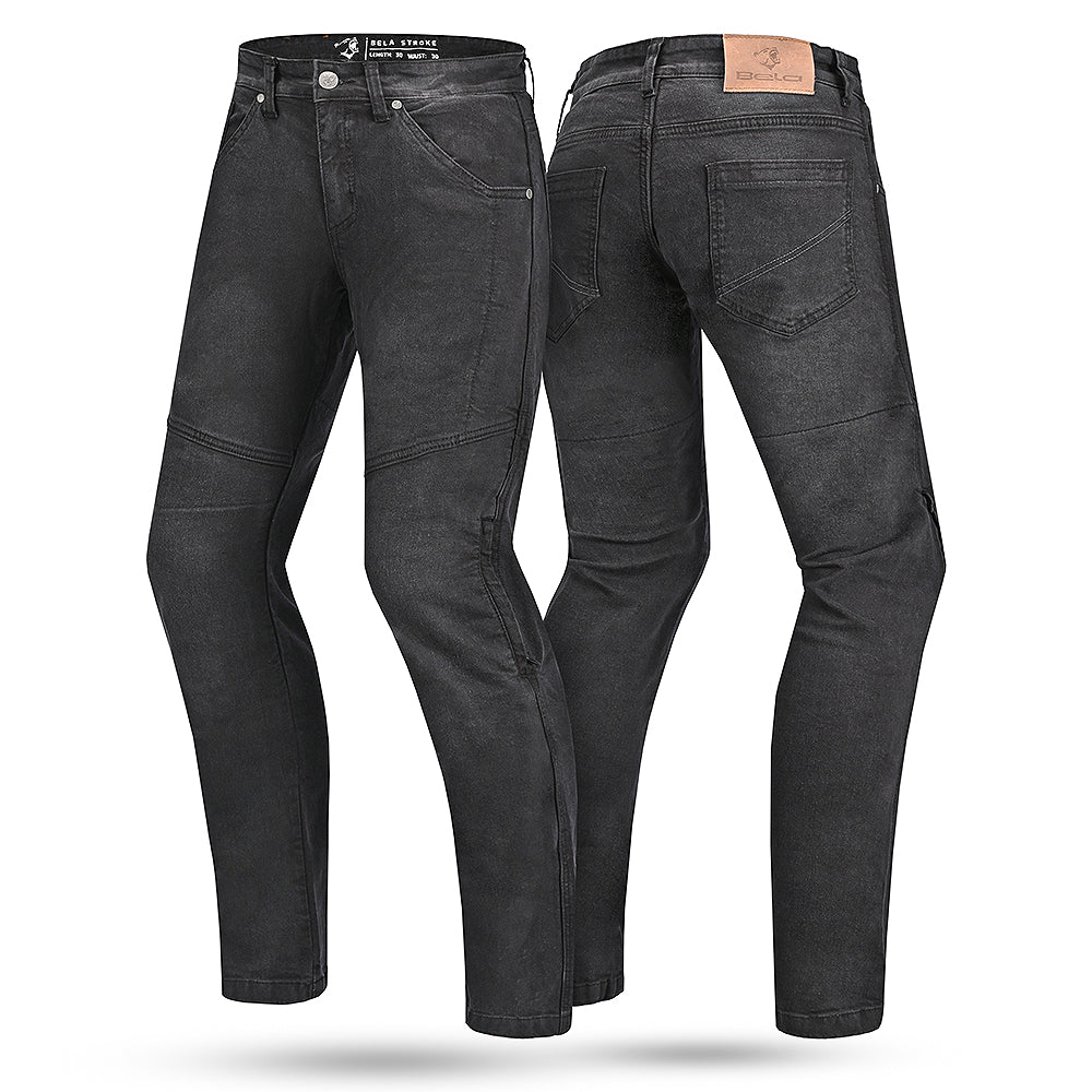 BELA STROKE VAQUERO Denim Moto Calcas Preto 32L Inseam
