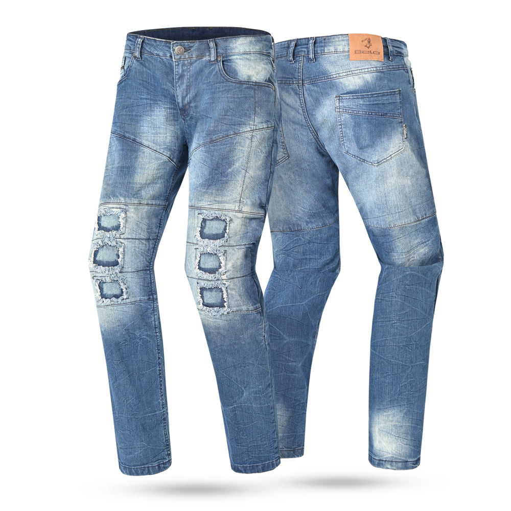 BELA PISTON (MXD-405) Jeans Moto Calcas Azul Sujo