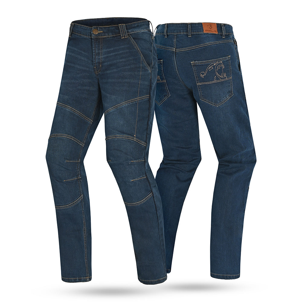 BELA VAQUERO Jeans Crack Moto Calças Azul