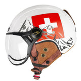 CGM 801C JET EBI SVIZZERA Abierto Casco Blanco Rojo Opaco