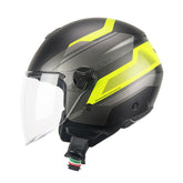 CGM 167K FLO CITY Cara Abierta Jet Casco Negro Amarillo Fluo Mate Largo – Maximomoto PT