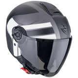 SCORPION EXO-CITY II BLUR Moto Jet Casco Plata Mate Negro Blanco