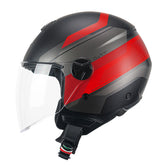 CGM 167K FLO CITY Cara Abierta Jet Casco Negro Rojo Mate Largo – Maximomoto PT