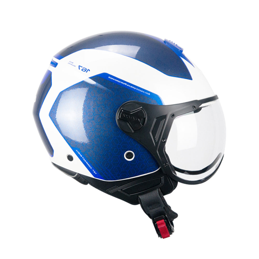 CGM 167L FLO BICO Urbano Abierto Jet Casco Blanco Azul conformado – 2 – Maximomoto PT