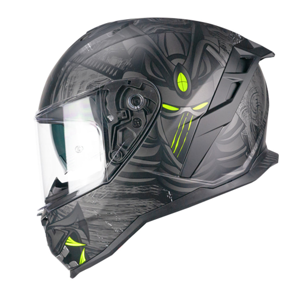 CGM 363S SHOT NIPPO Integral Moto Casco Negro Fluo Amarillo Mate