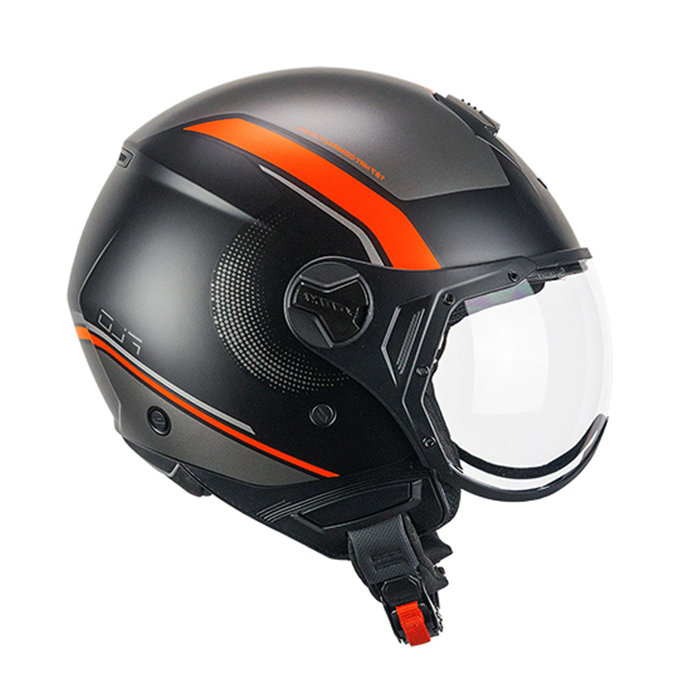 CGM 167M FLO DOT Jet Casco Negro Naranja Fluo Mate conformado – 1 – Maximomoto PT