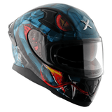 AXOR APEX VENOMOUS DV Moto Integral Capacete Preto Azul