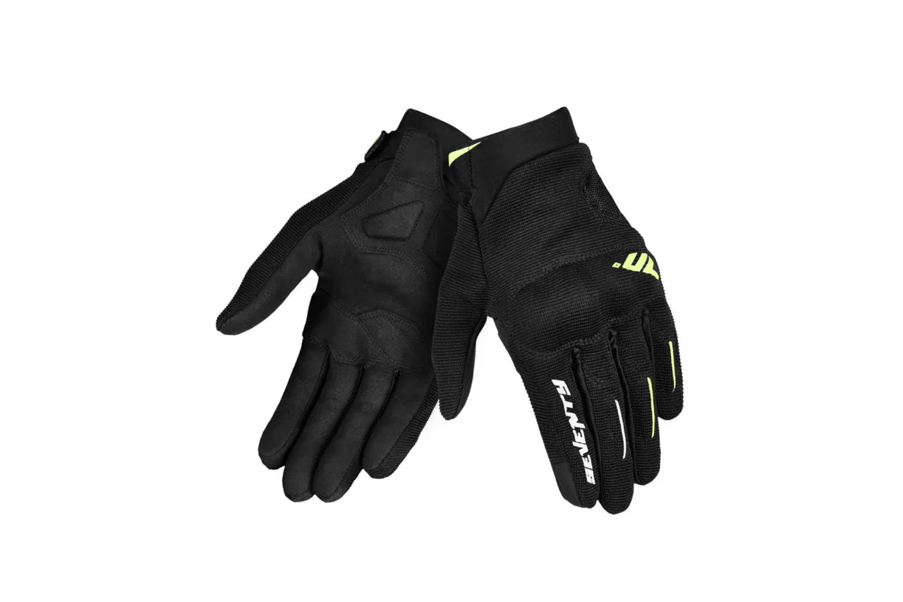 SEVENTY SD-C40 ASPHALT Summer Motorcycle Gloves For Men Black/Amarillo Fluor – 1 – Maximomoto PT