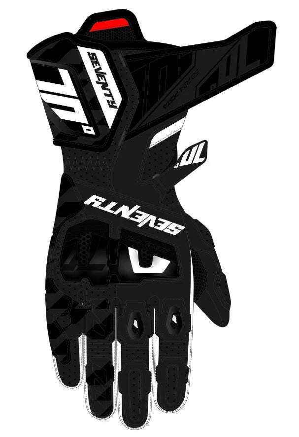 SEVENTY SD-R24 PISTA Leather Motorcycle Gloves For Men Black/White – 1 – Maximomoto PT