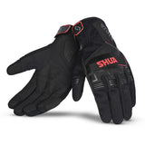 SHUA SEA BREEZE Moto Luvas Pretas Vermelhas