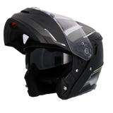 SHIRO DISCOVER ROYAL Moto Modular Capacete Preto Matt Verde