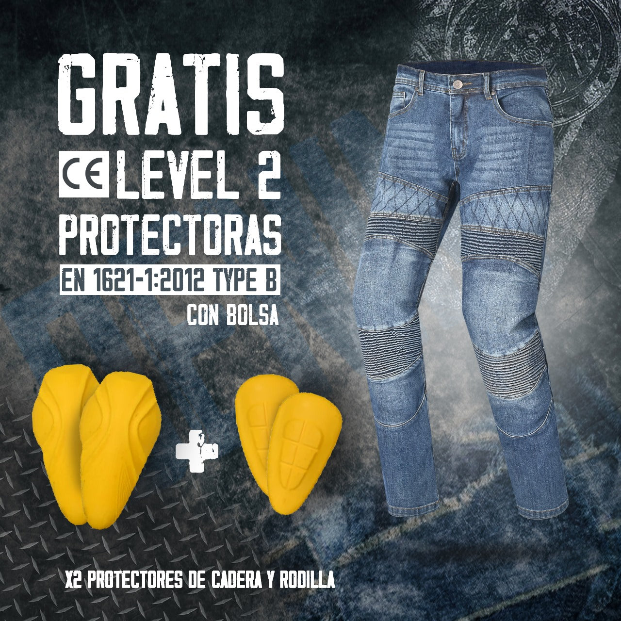 R-TECH CASTEL CE Approved AA jeans Moto Calças Azul