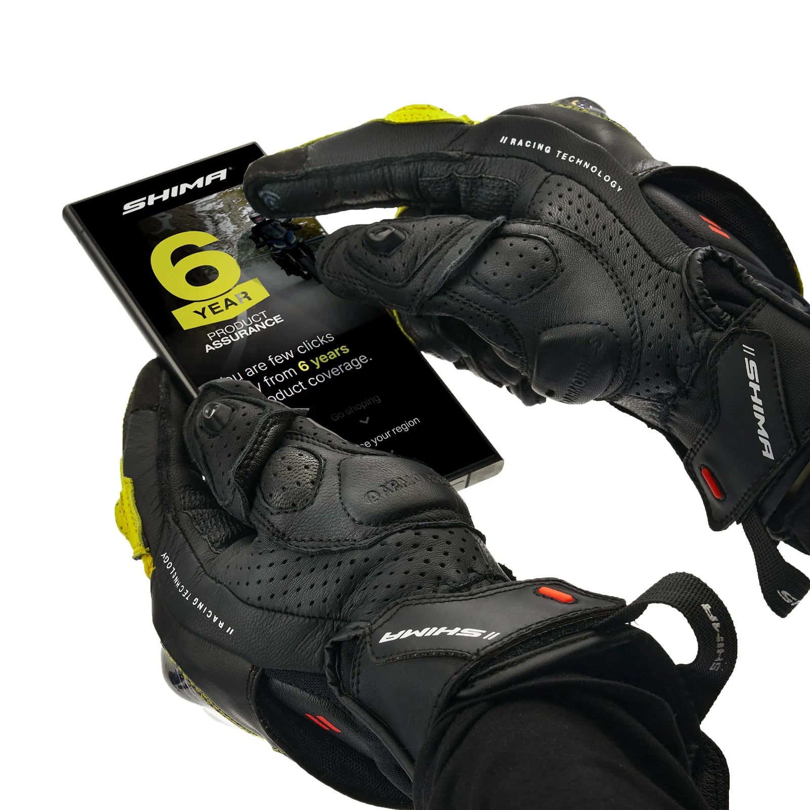 SHIMA XRS-3 SHORT HOHOMEMS CORRIDA LUVAS PRETO AMARELO FLUO – 7 – Maximomoto PT