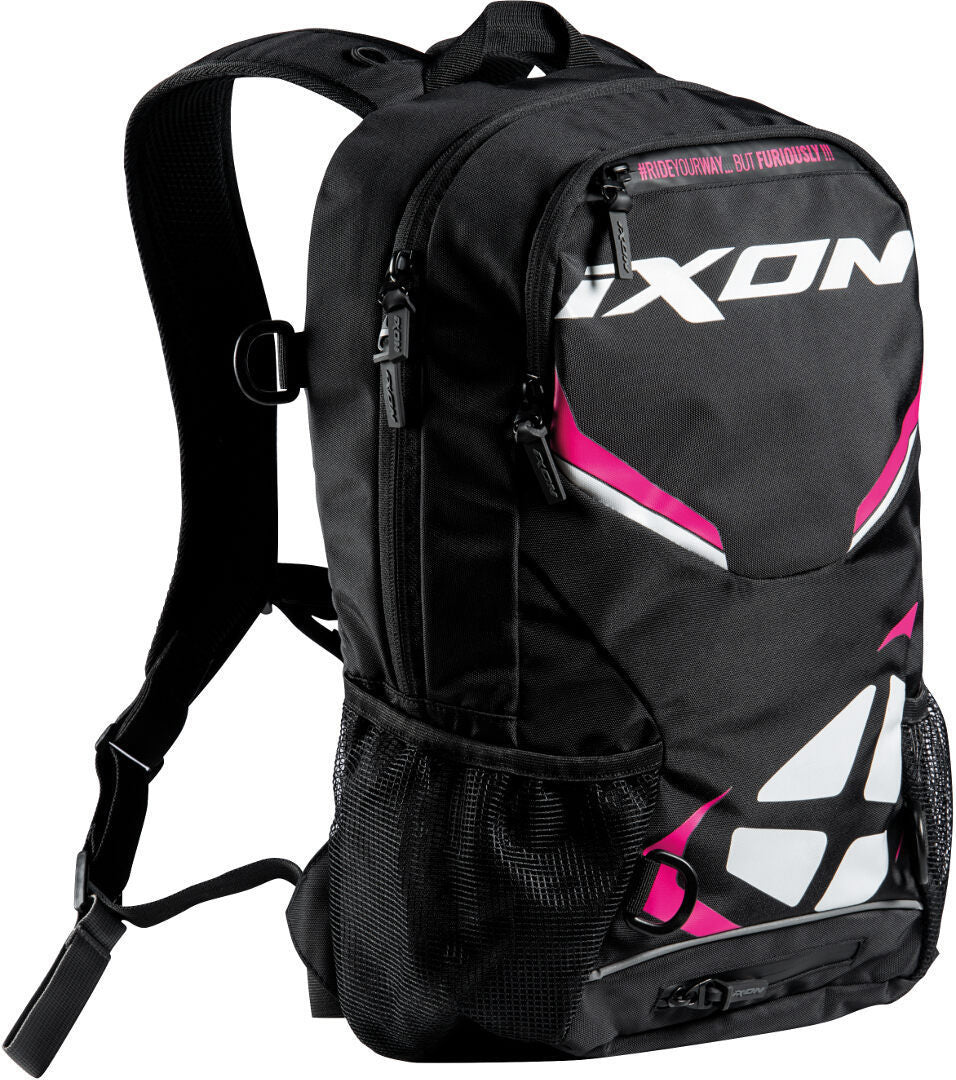 IXON R-Tension 23 Motorcycle Textile Backpack Black White Fuchsia 23 L – 1 – Maximomoto PT