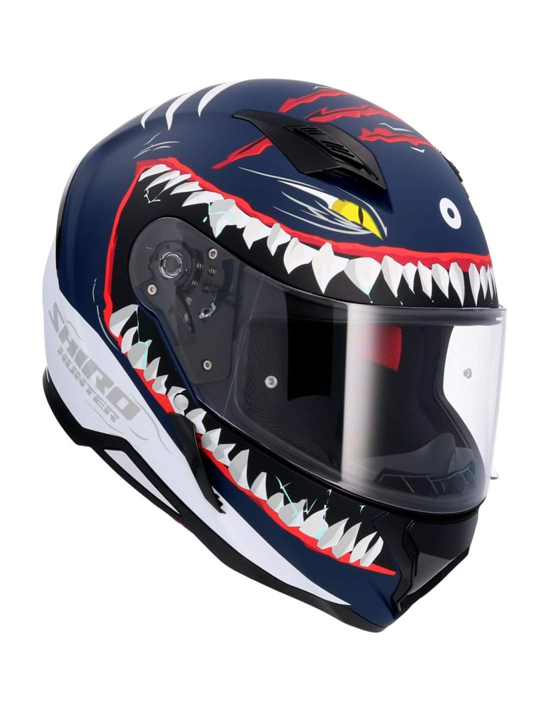SHIRO HUNTER SHARK MOTO INTEGRAL CAPACETE AZUL ESCURO MATE
