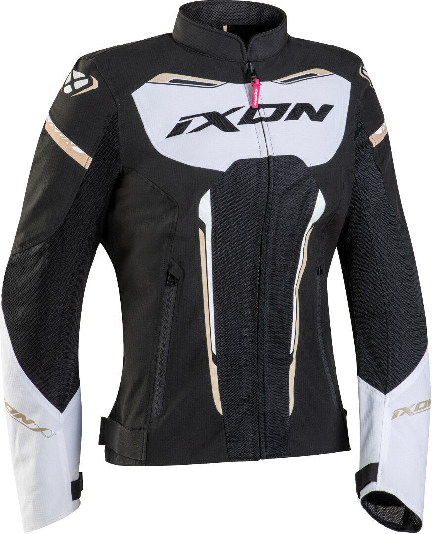IXON STRIKER AIR LD Mujer Textil Motorcycle Chaqueta Negro Blanco Oro – 1 – Maximomoto PT