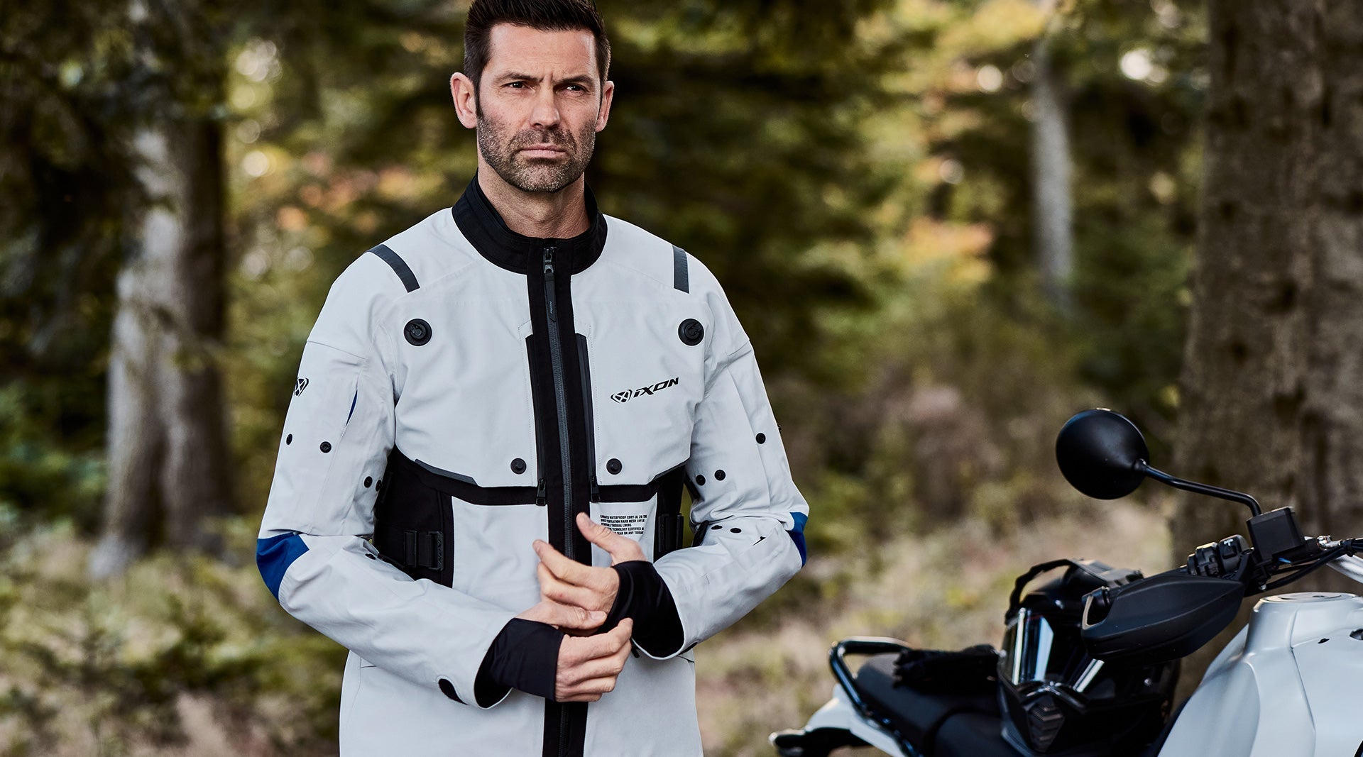 IXON M-SKEID Moto Hombre Chaqueta Textil Gris Claro/Azul – 3 – Maximomoto PT