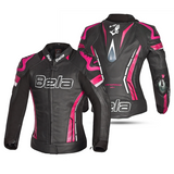 BELA Rocket Women's Leather Motorcycle Jackets Black Pink