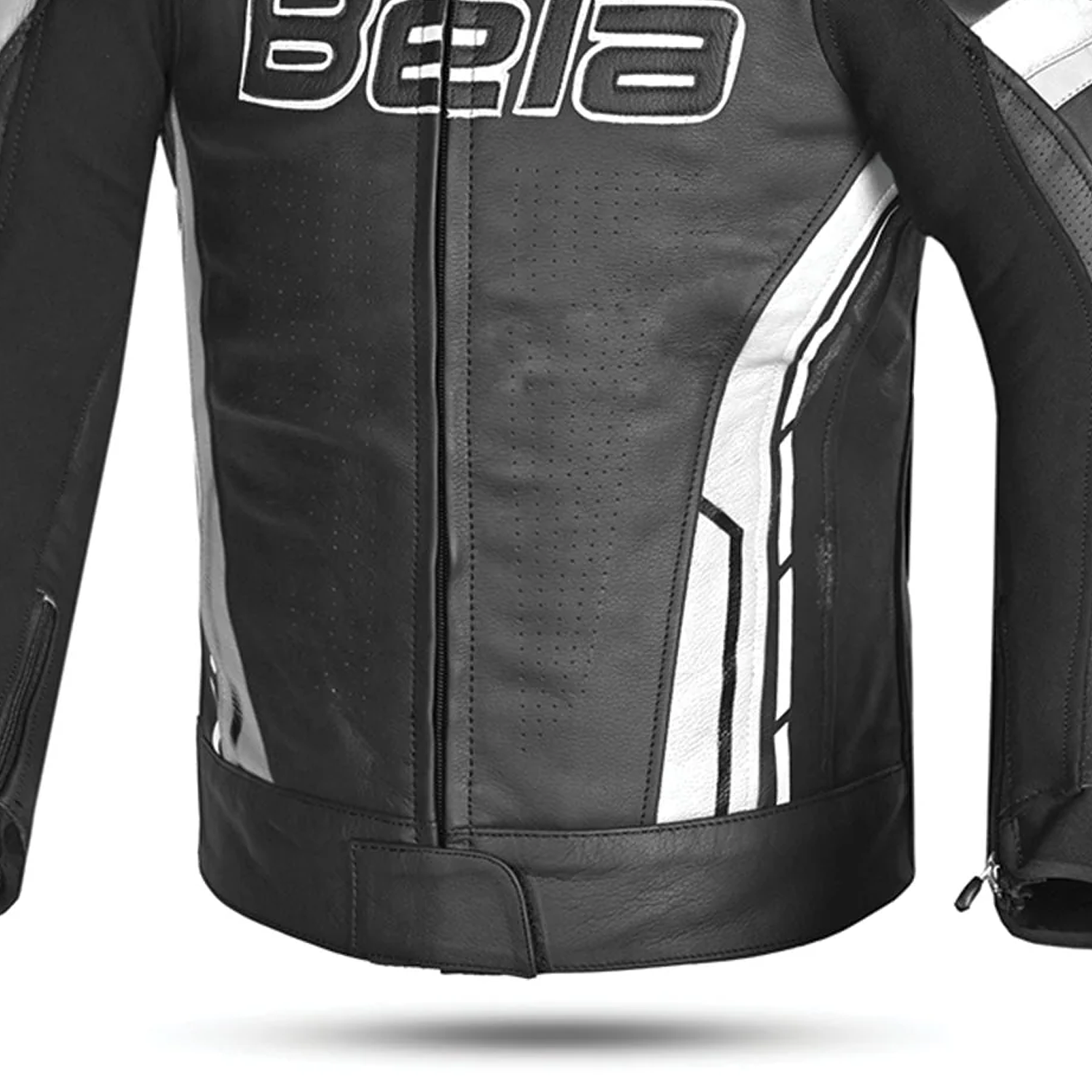 BELA Rocket Men's Motorcycle Leather Jackets Black White – 5 – Maximomoto PT