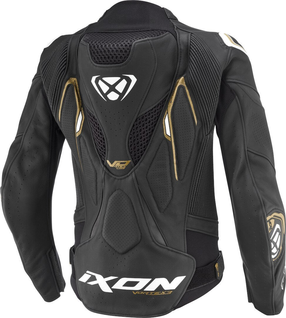 IXON VORTEX 3 Women Carreras Leather Jacket Black White Gold – 2 – Maximomoto PT