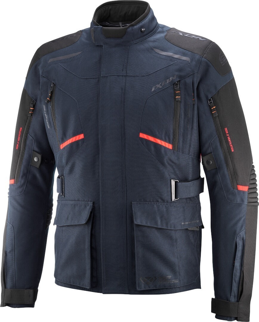 IXON MIDGARD Impermeable Moto De Aventura Chaqueta Textil Azul Marino/Rojo – 1 – Maximomoto PT