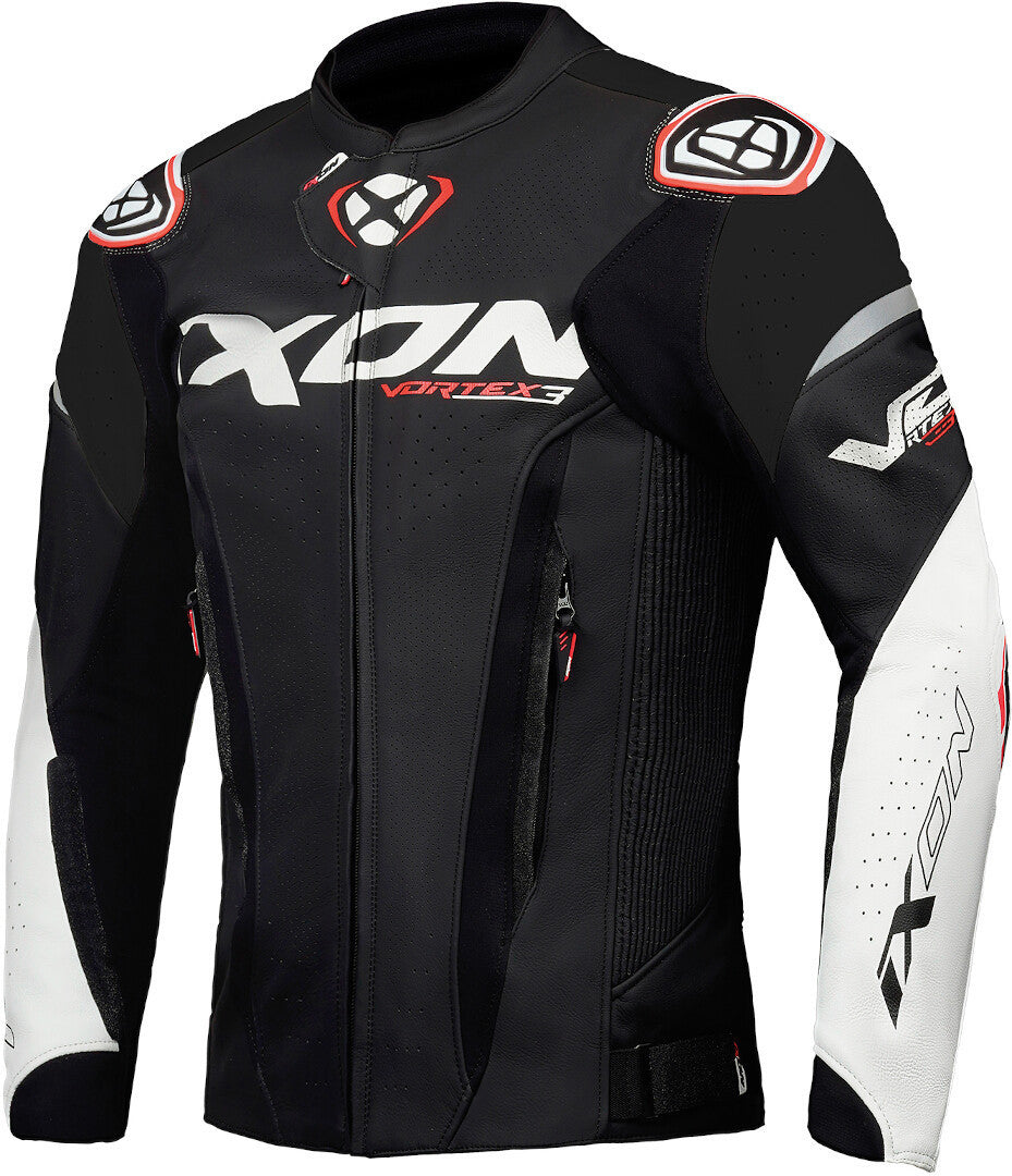 IXON VORTEX 3 Men's Carreras Leather Motorcycle Jacket Black White – 1 – Maximomoto PT