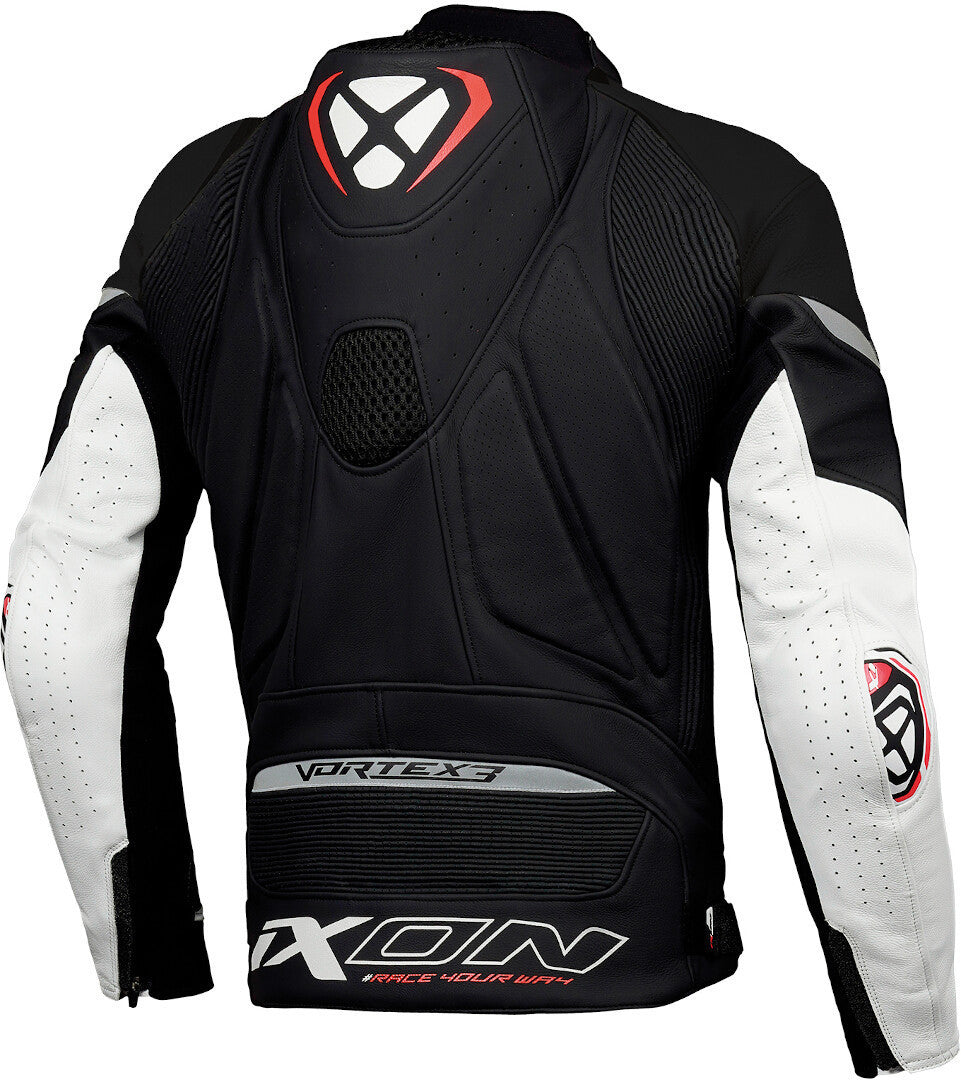 IXON VORTEX 3 Men's Carreras Leather Motorcycle Jacket Black White – 2 – Maximomoto PT