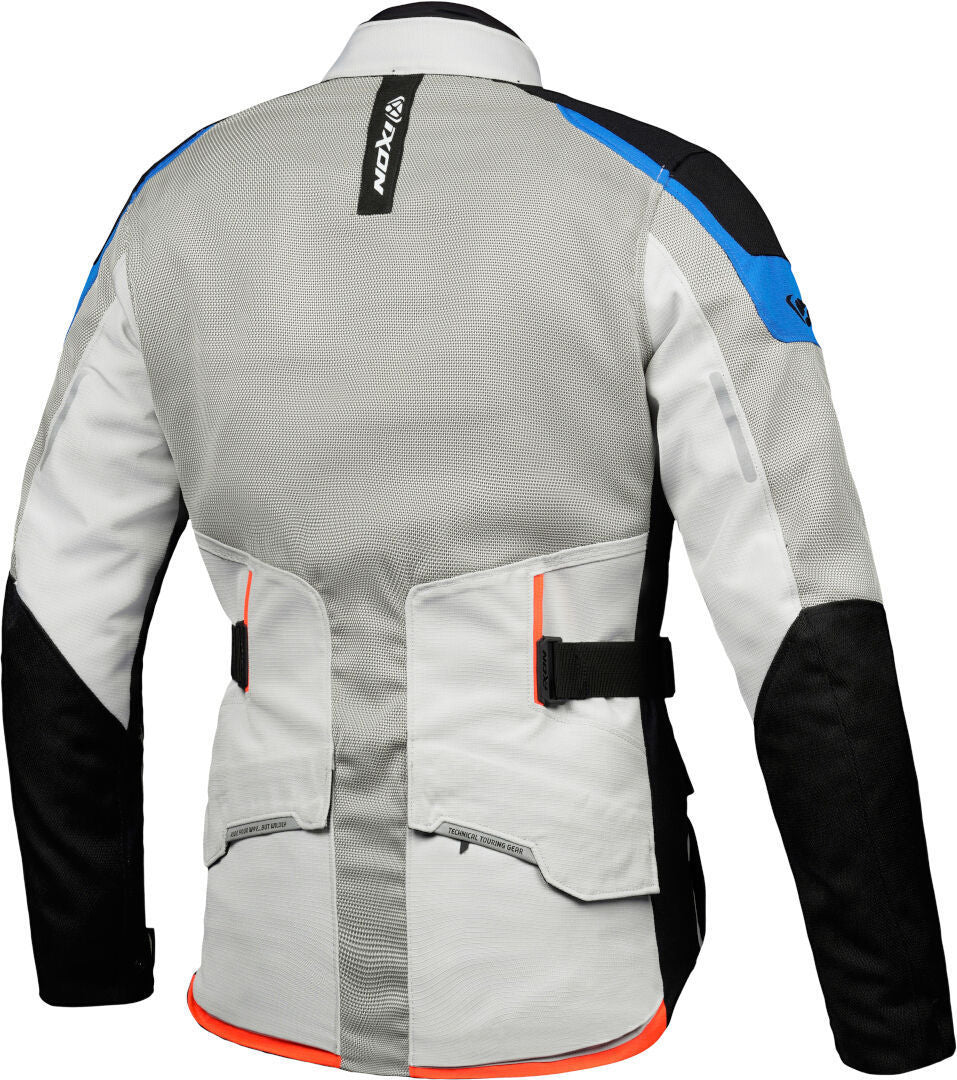 IXON M-NJORD Hombre Moto Textil Chaqueta Gris Claro Azul Rojo – 2 – Maximomoto PT