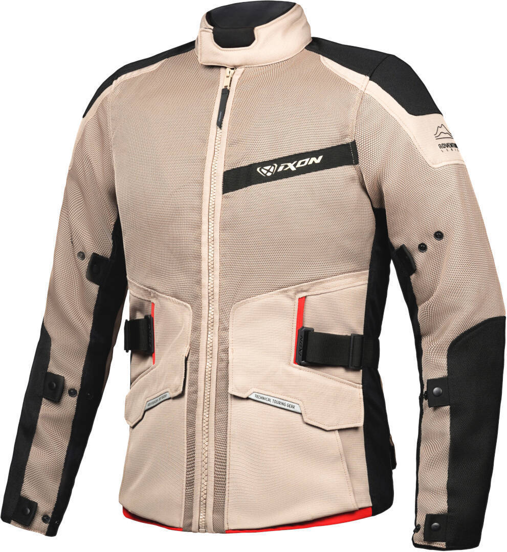 IXON M-NJORD Hombre Moto Textil Chaqueta Arena Negro Rojo – 1 – Maximomoto PT