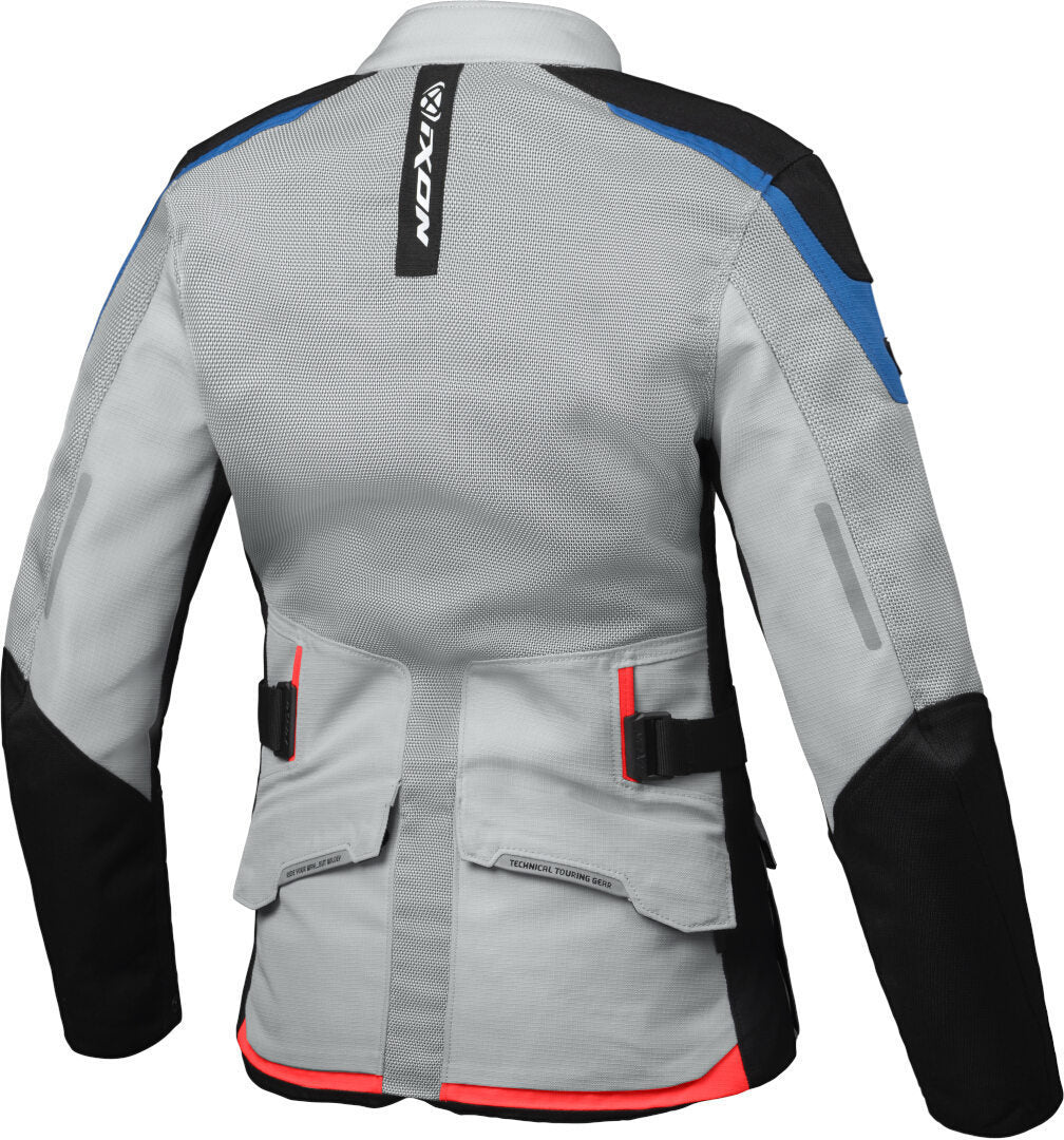 IXON M-NJORD Mujer Textil Chaqueta Gris Claro Azul Rojo Brillante – 2 – Maximomoto PT