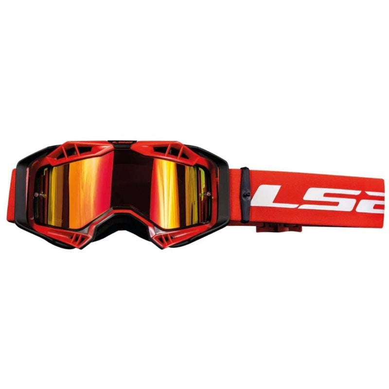 LS2- AURA GOGGLE BLACK RED WITH IRIDIUM VISOR