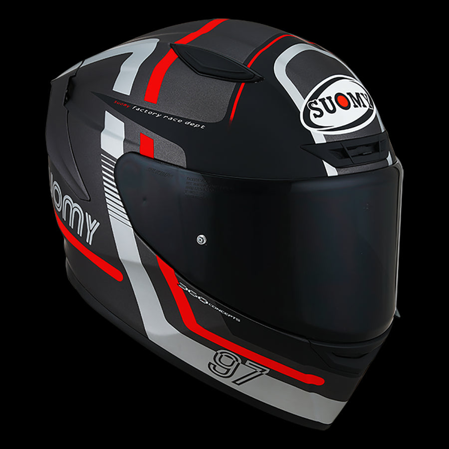 SUOMY-CASCOS TRACK-1 NINETY SEVEN MATT GUN METAL/RED E06 – 2 – Maximomoto PT