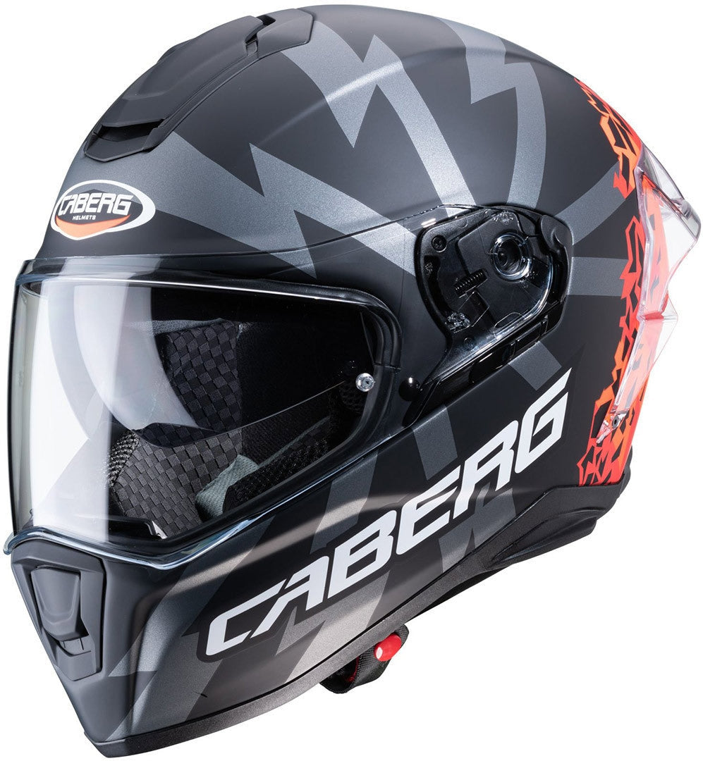 CABERG-Casco DRIFT EVO STORM MATT BLACK/RED FLUO/ORANGE FLUO