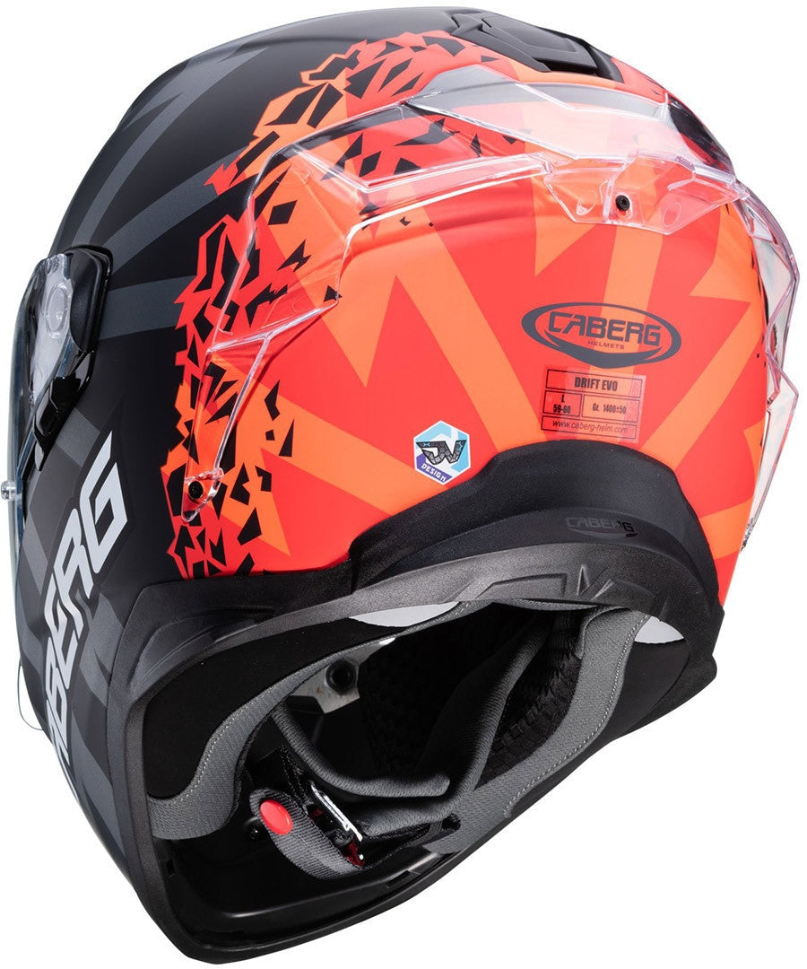 CABERG-Casco DRIFT EVO STORM MATT BLACK/RED FLUO/ORANGE FLUO