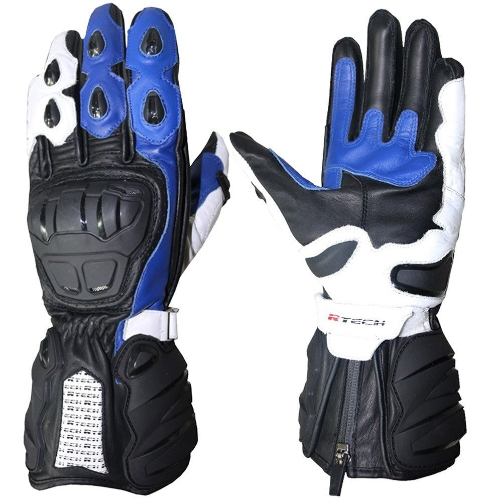 R-TECH HAWK Black Blue Leather Motorcycle Gloves – 2 – Maximomoto PT