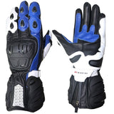 R-TECH HAWK Moto Couro Luvas Preto Azul