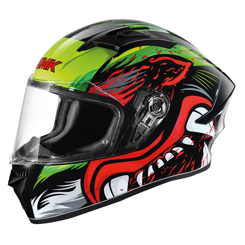 SMK STELLAR ANIMAL DECORADO MA234 Moto Integral Capacete MATE AMARILLO