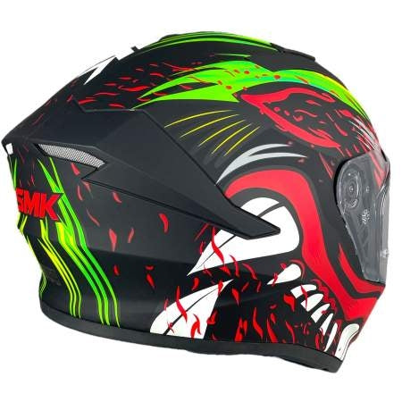 SMK STELLAR ANIMAL DECORADO MA234 Moto Integral Capacete MATE AMARILLO