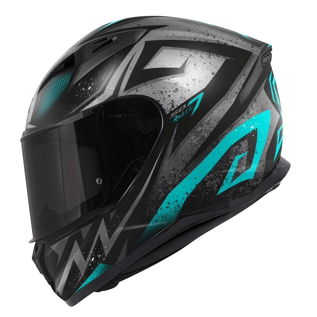 CASCO FULL 50.7 REBEL MATT BLACK LIGHT BLUE