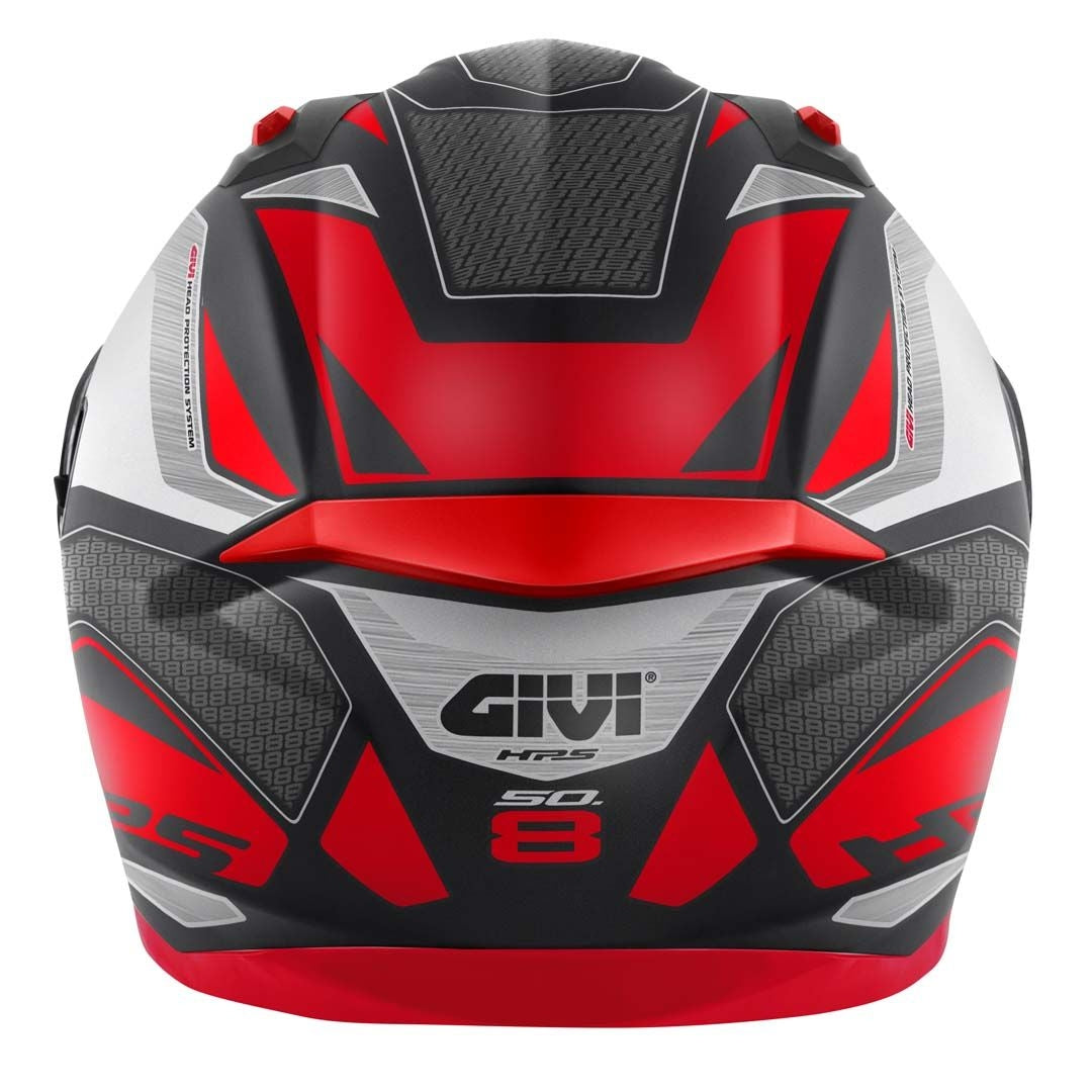 GIVI 50.8 BRAVE Moto Integral Casco Negro Titanio Rojo