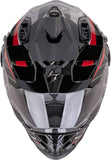 SCORPION ADF 9000 AIR FEAT Aventura Moto Casco Negro Plata Rojo