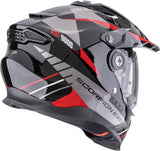 SCORPION ADF 9000 AIR FEAT Aventura Moto Casco Negro Plata Rojo