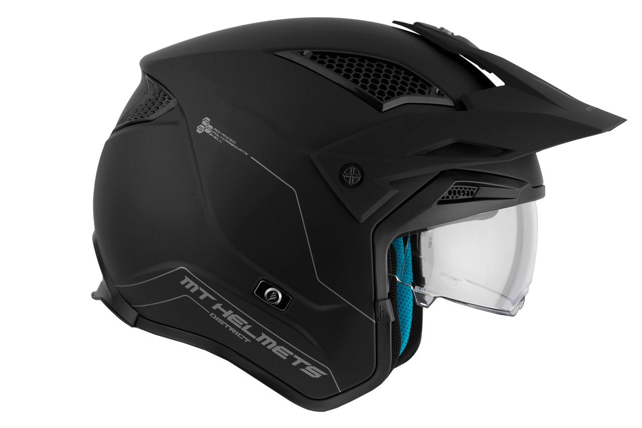 MT DISTRICT SV SOLID A1 MOTO ABERTO CAPACETE PRETO FOSCO